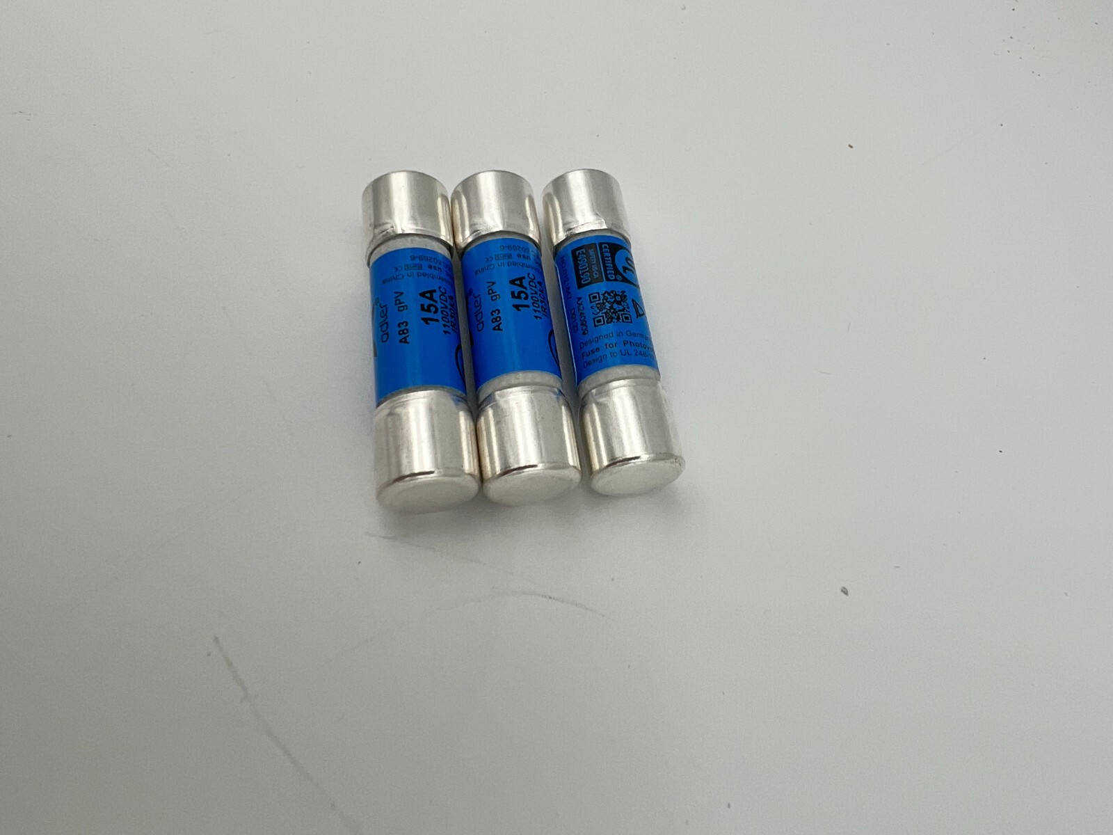 Fuse -Solar PV In-line fuse 1000v / 1100v 15A 10mm x 38mm UL listed