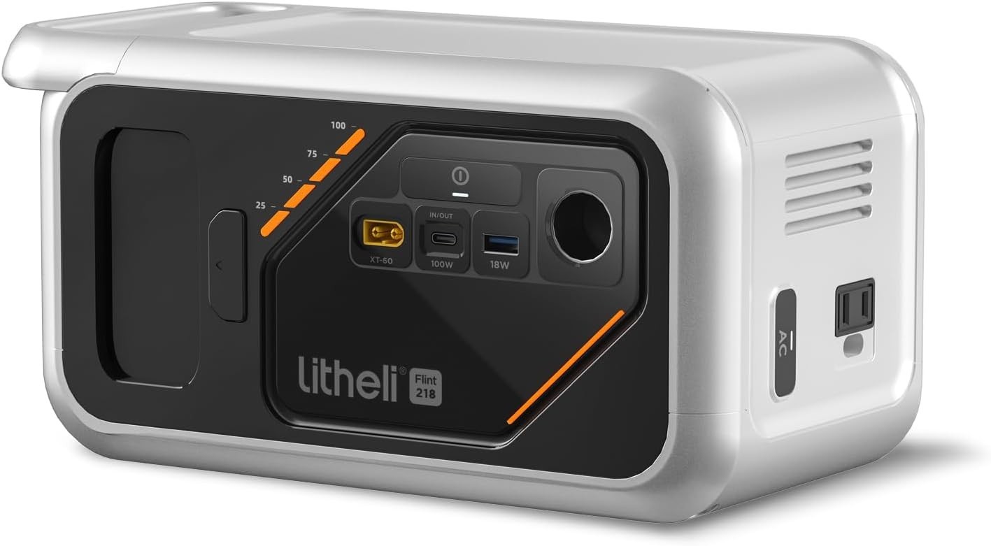 Litheli B218 Portable Power Station, 142Wh, 200W AC, USB-C 100W, Solar/Car Input