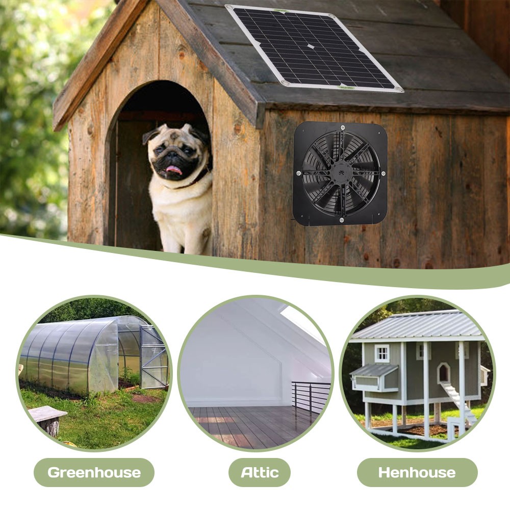100W Solar Powered Exhaust Fan Ventilation Kit for Chicken Coop IP68 Waterproof