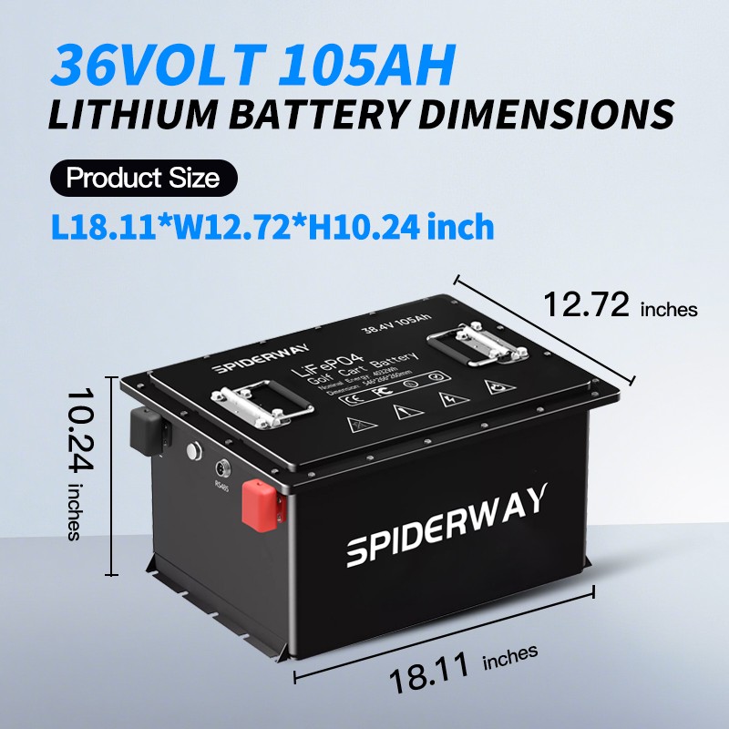 36V 105Ah Golf Cart LiFePO4 Lithium Battery 200A BMS A+Cell W/25A Charger 7.68kW