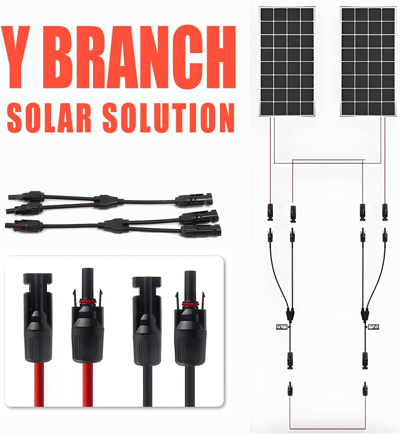 10FT 10AWG Solar Extension Cable with Female and Male Connector with Extra Free