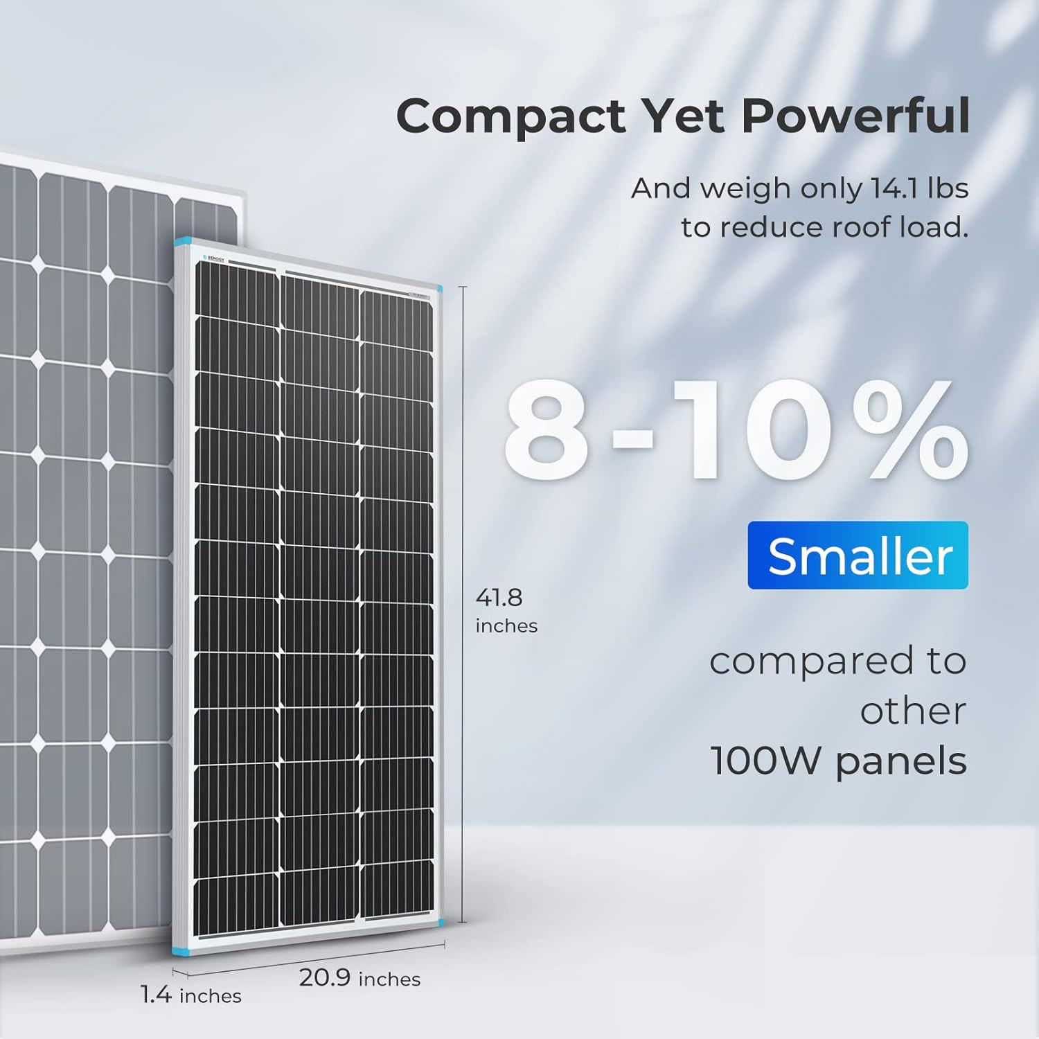 Renogy 2PCS Solar Panels 100 Watt 12 Volt, High-Efficiency Monocrystalline PV Mo