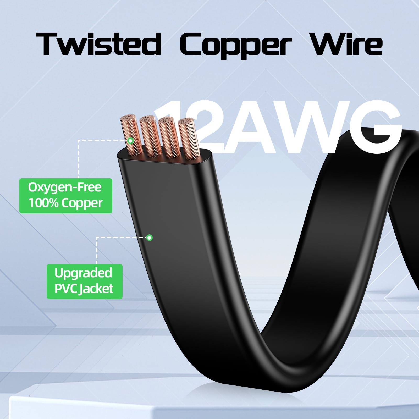 10FT 12AWG Solar Panel Extension Cable, 12 Gauge 4mm² PV Flat Wire with Femal…