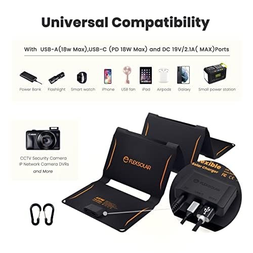 40W Foldable Solar Panel Charger with USB-C and USB-A Outputs for Phones, 40 W