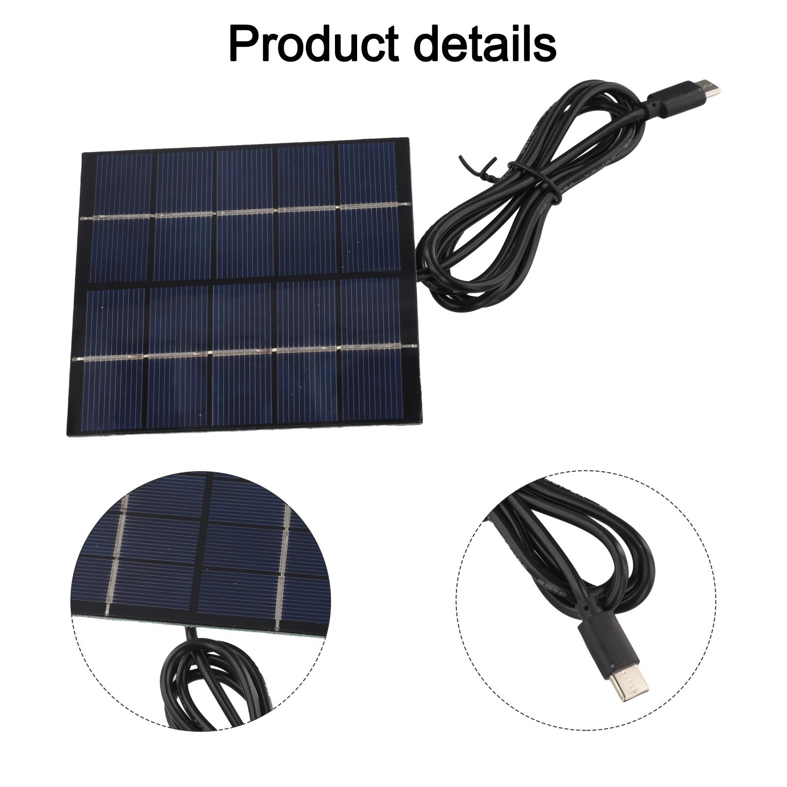 Outdoor Charger Compact Charging Solution 1 Meter USB Cable 1.5W Solar Output