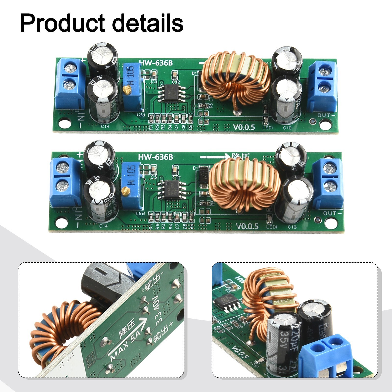 Adjustable Voltage Regulator 10A Wide Input Range 6 5V 48V High Efficiency