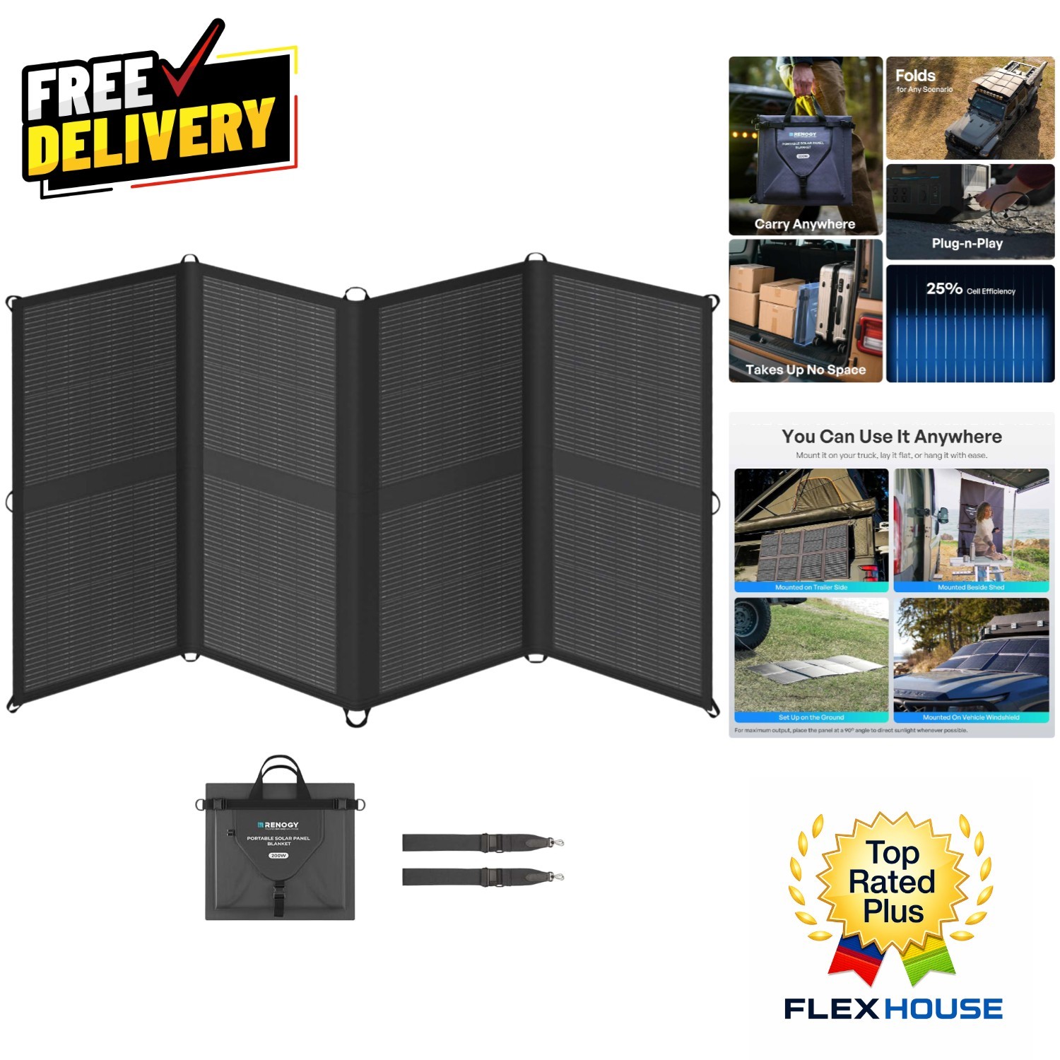 Ultra-Lightweight 200W Solar Blanket – Perfect for SUVs, campers & adventures