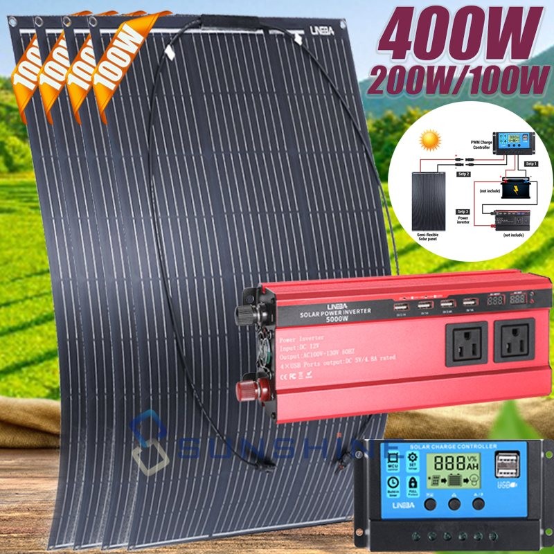400W Solar Panel Mono Battery Charger inverter For RV boat Caravan Roof Off-grid