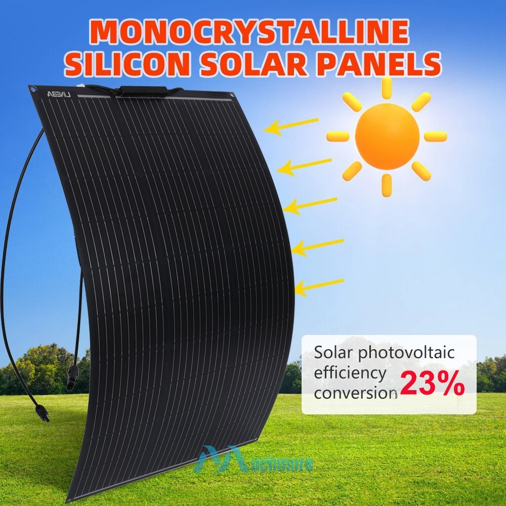 200W 100W Portable Flexible Mono Solar Panel+30A Controller RVs Camping Rooftop