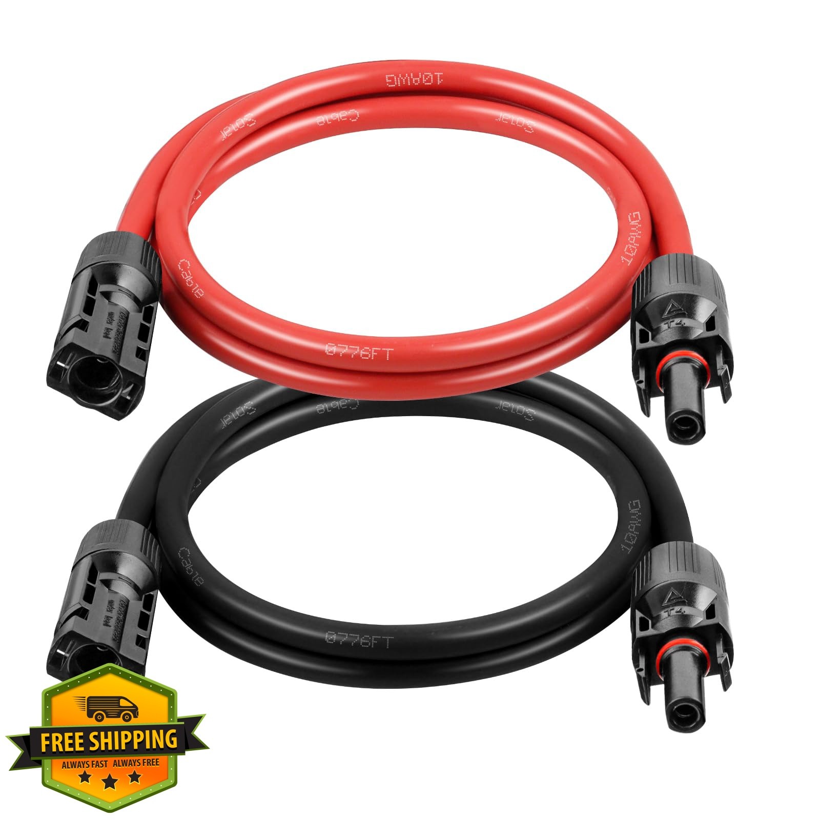 XRDS-RF 10AWG 2FT Solar Extension Cable 2pk Red Black