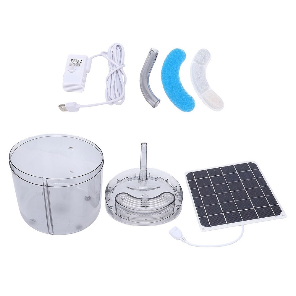 Solar Operated Pet Drinking Fountain for Cats Dogs Chickens No Battery Required
