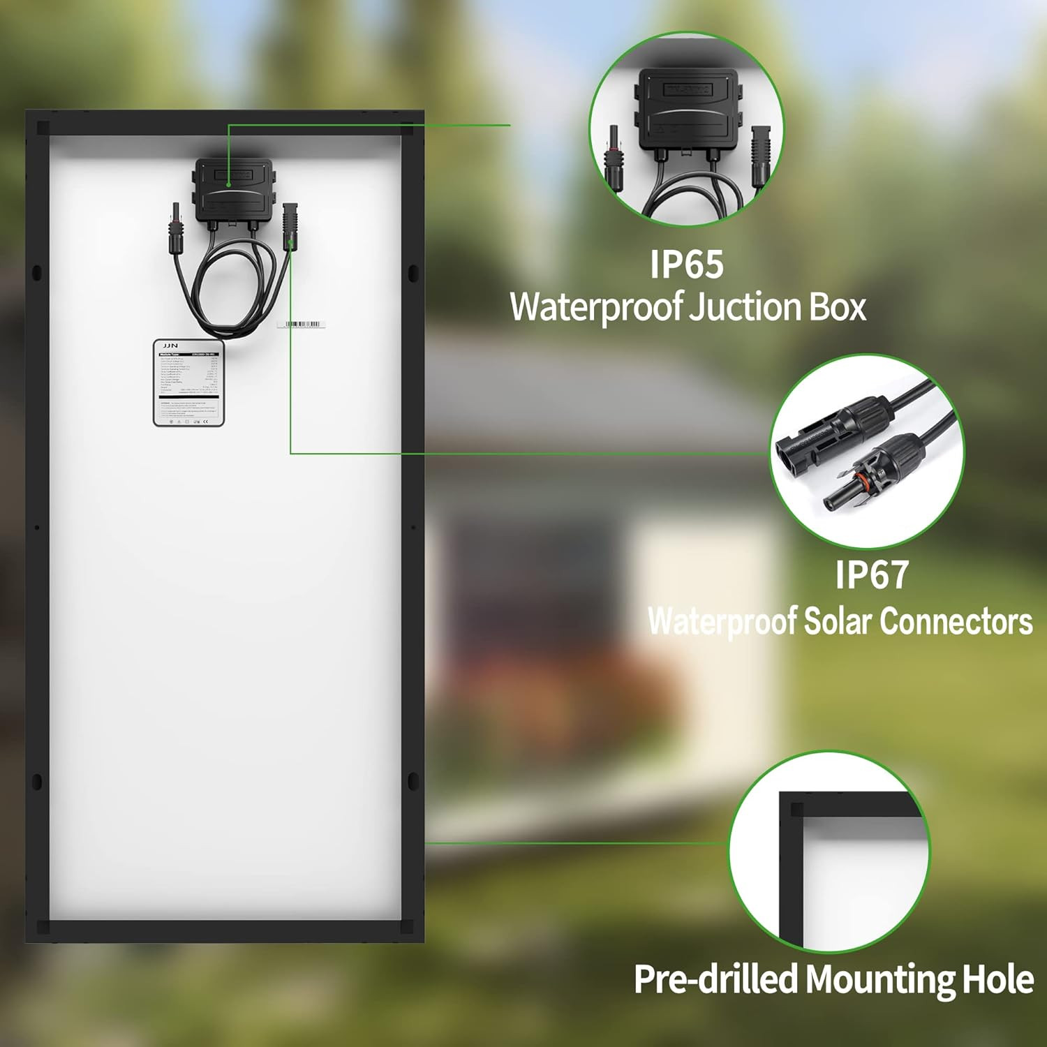100 Watt Solar Panels, 10BB Monocrystalline 12V Solar Panel, 23% High Efficiency
