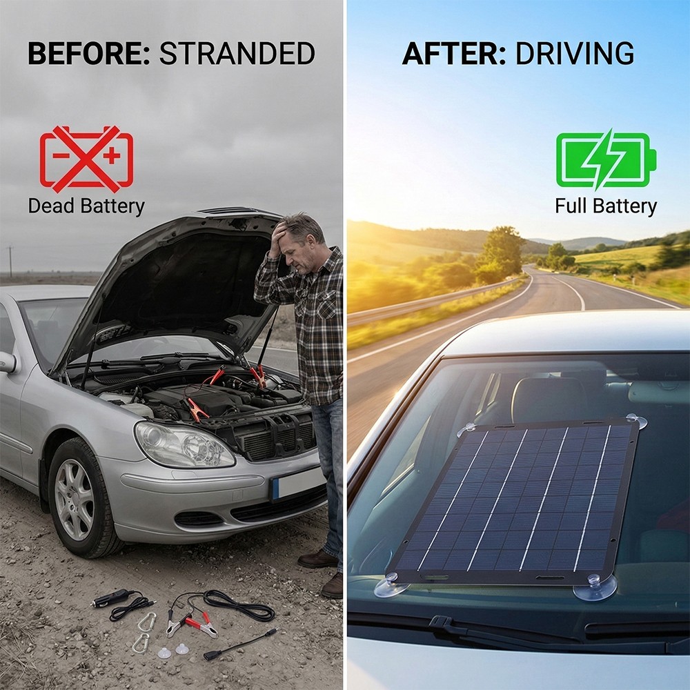 30W Solar Panel Trickle Charger Battery 12V Charger Kit Maintainer Boat Car RV