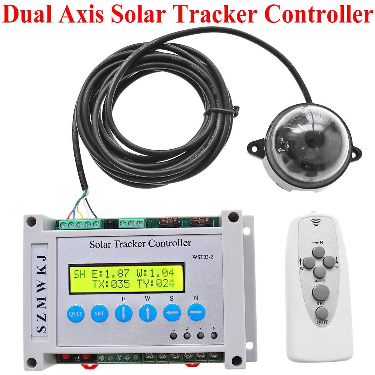 Dual Axis Solar Tracker 6000N Linear Actuator Tracking Controller Sun Track Kits
