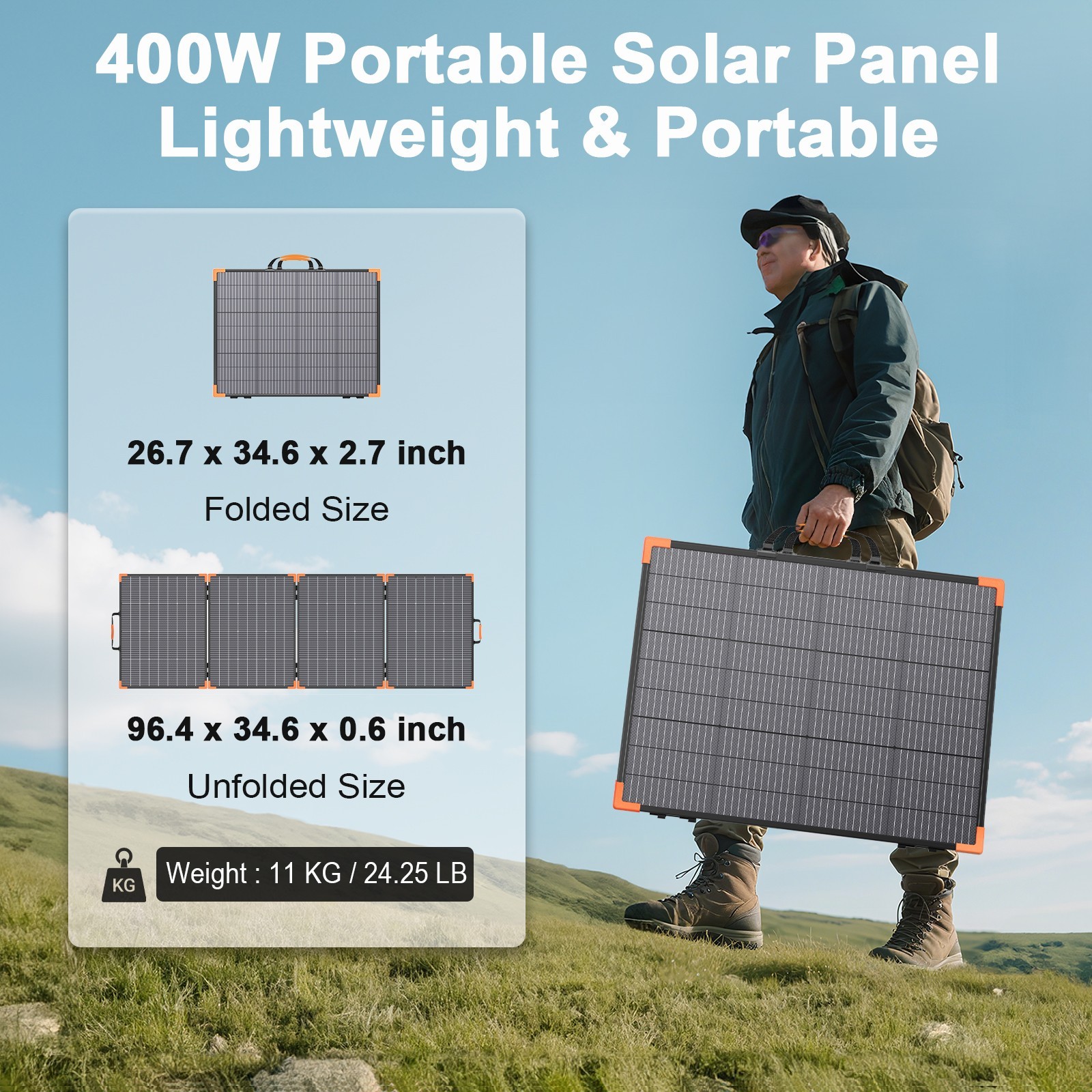 2pack 400 watt solar panel kit for ECOFLOW DELTA Pro 3 Portable power station
