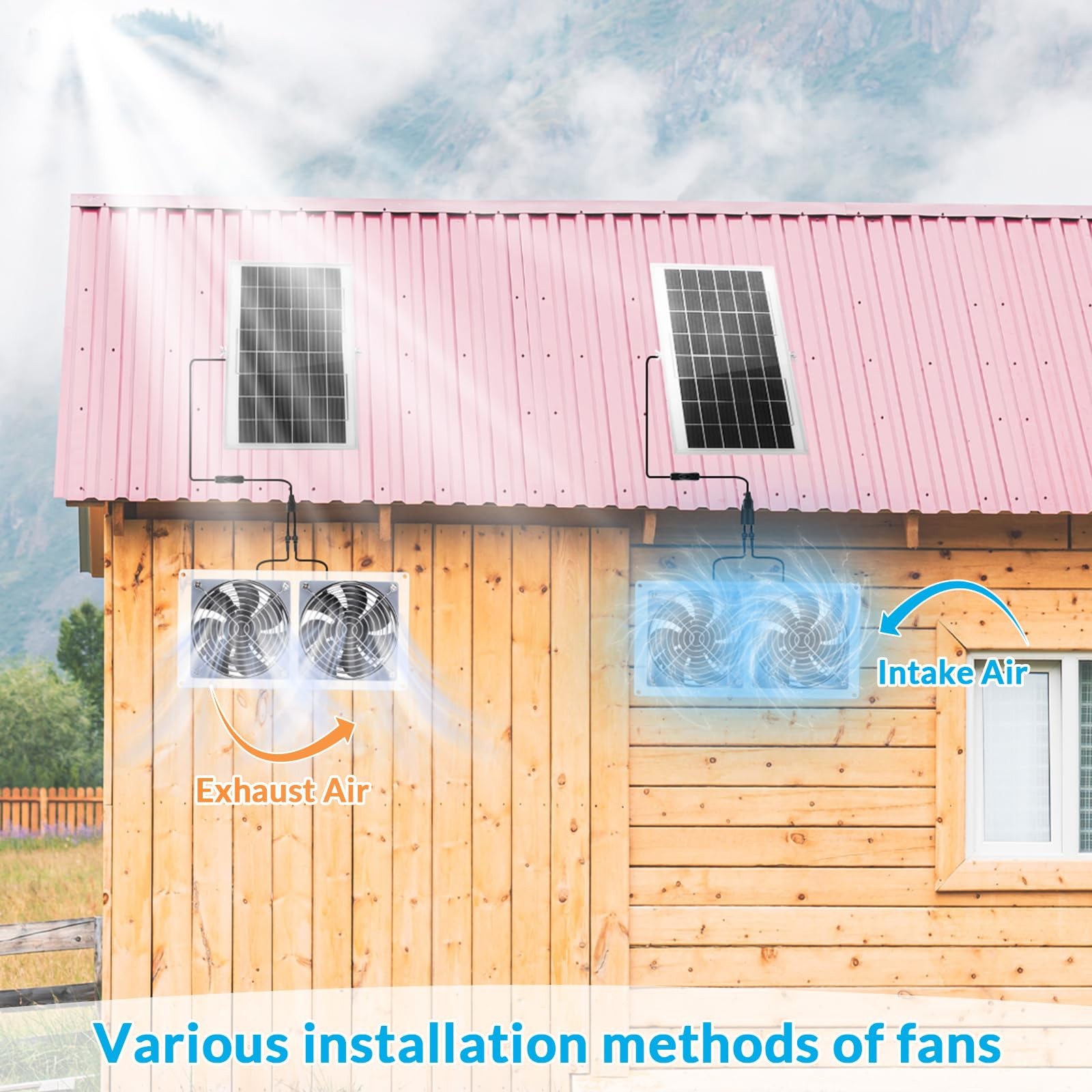 Glooglitter 2 Set Solar Fan for Greenhouse, 10 W Solar Panel Fan Kit with Bra…