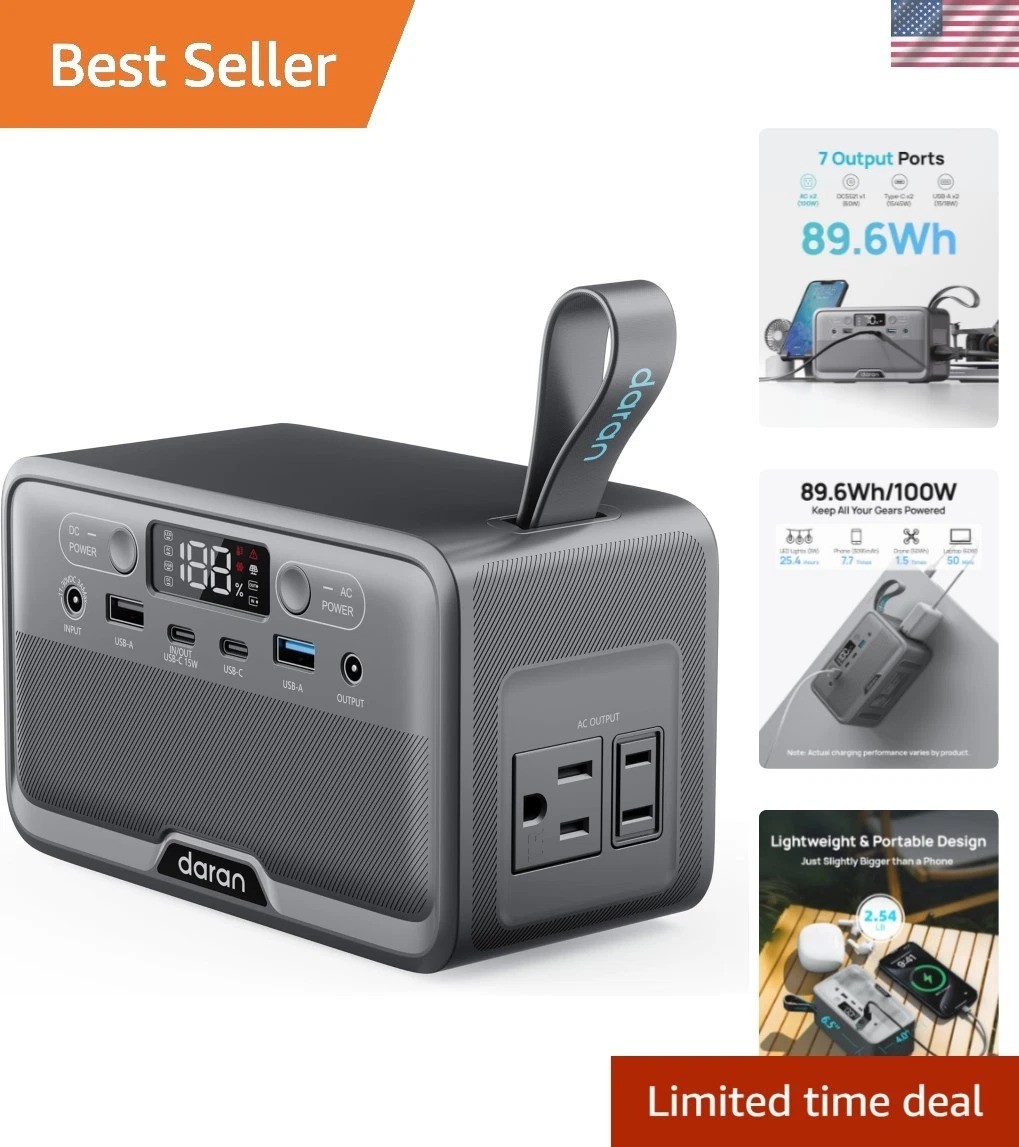 LiFePO4 Solar Power Bank – Lightweight 89.6Wh Power Station for Home & Camping