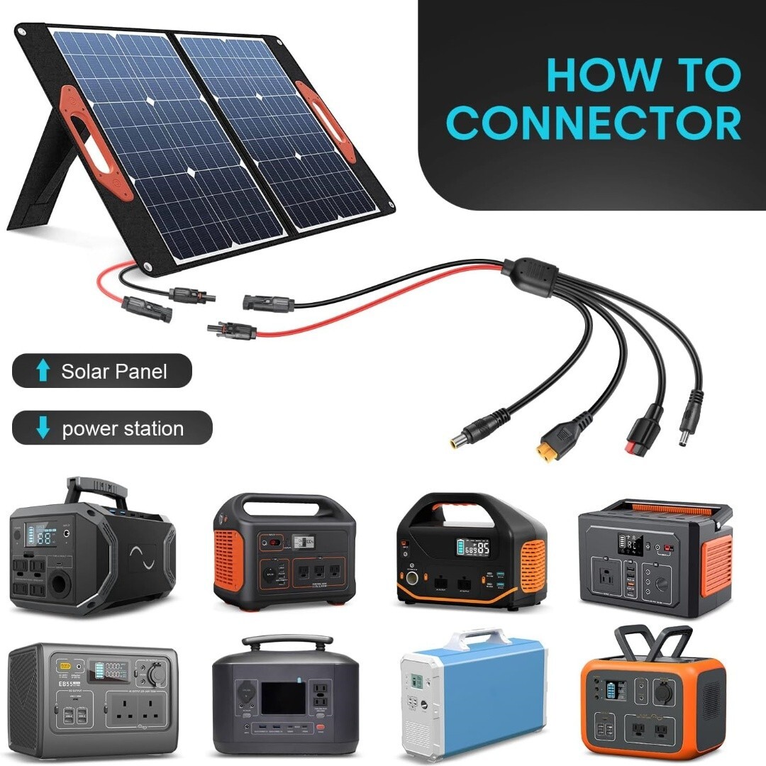 4-in-1 Solar Connector Extension Cable Splitter Solar Adapter to XT60（3ft）