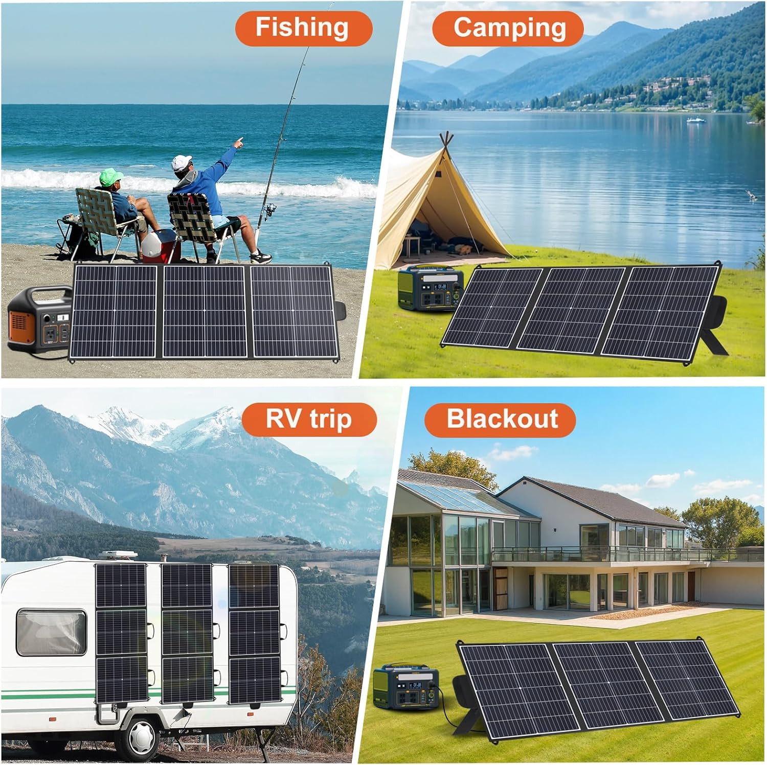 100W Portable Solar Panel, 20V Foldable Solar Charger with USB-A QC3.0 & Type-C