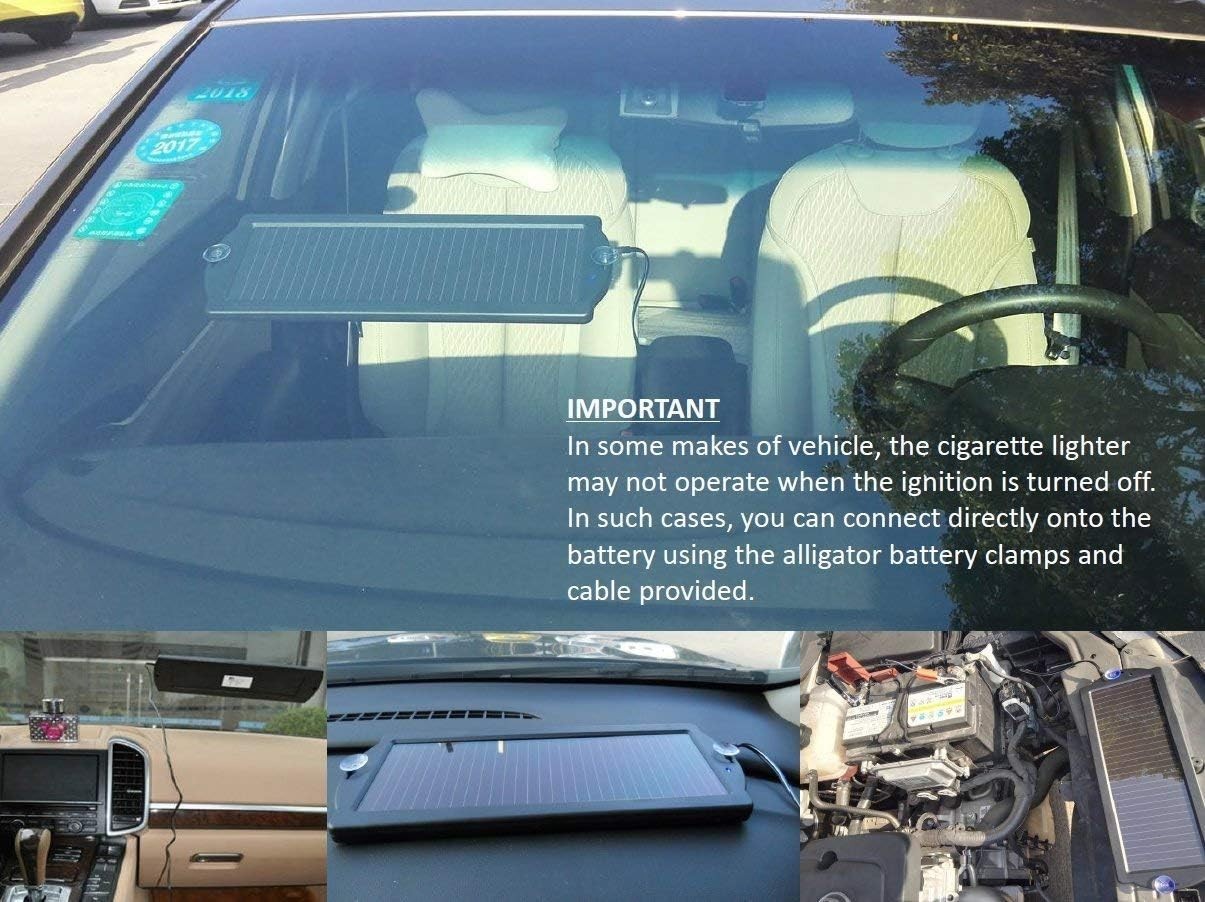 Amorphous Solar Battery Charger with Cigarette Lighter Plug – 1.5W Efficiency