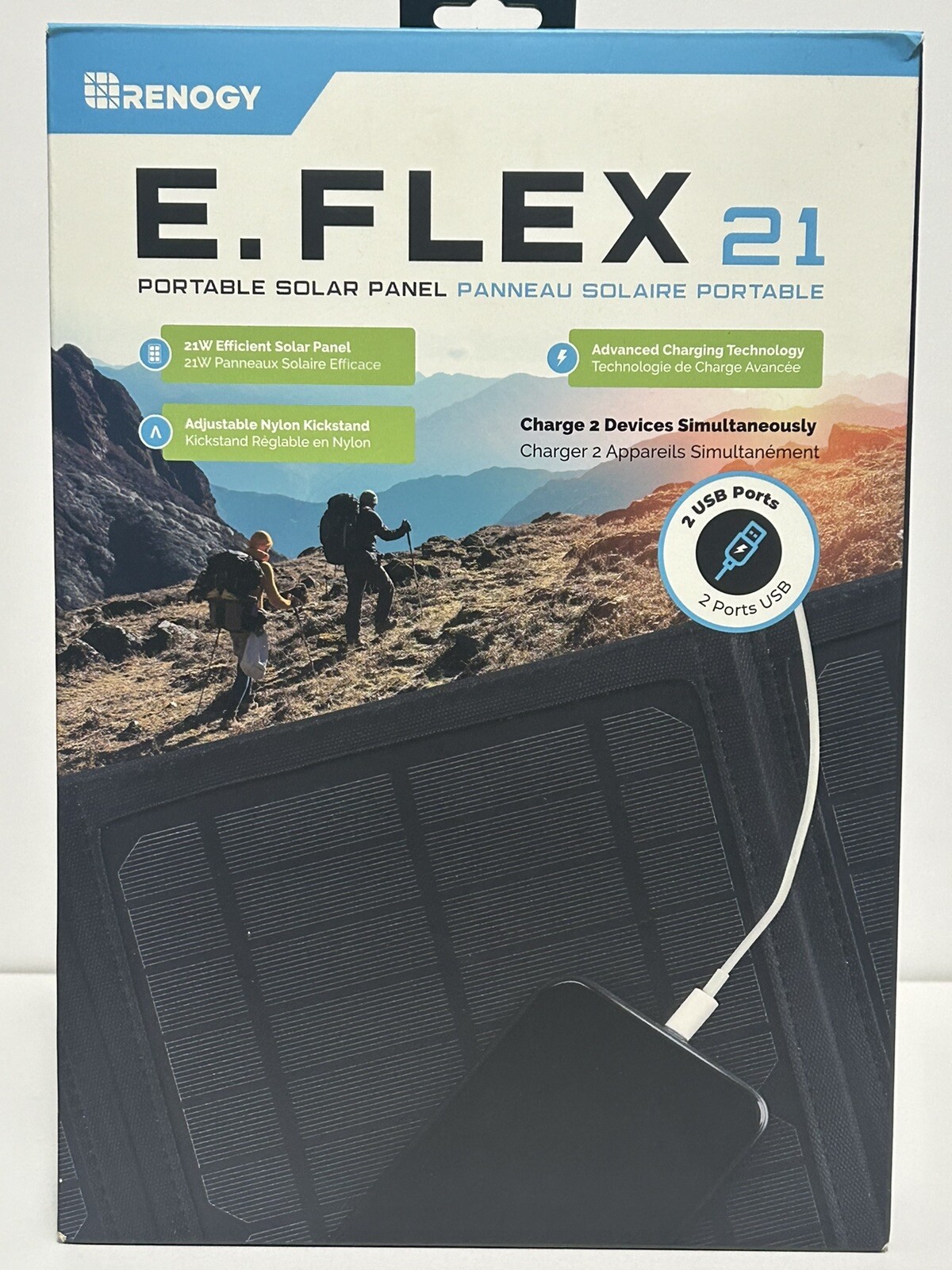 Renogy E.FLEX 21 Watt Foldable Waterproof Solar Panel with Kickstand, Black