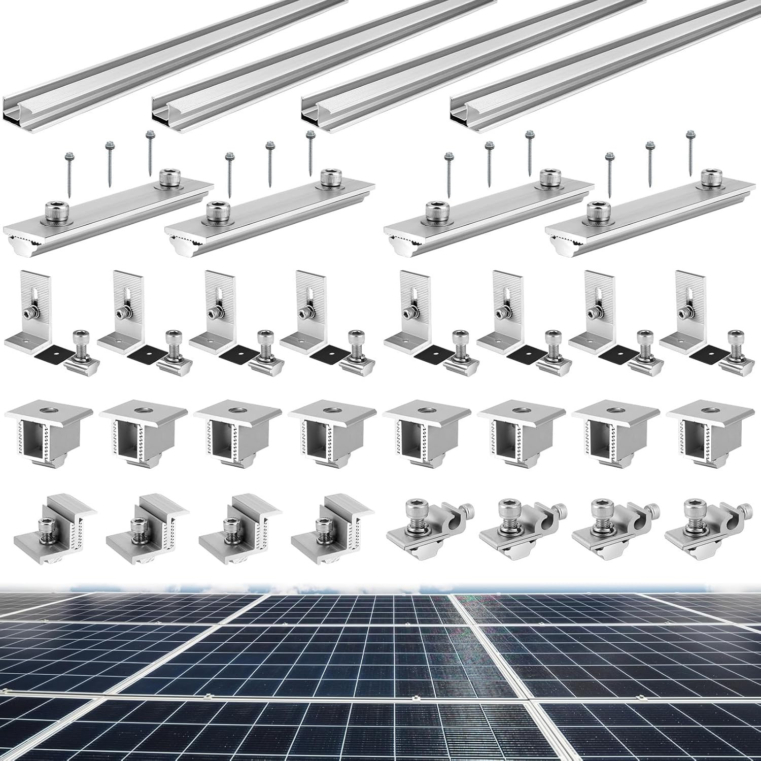Tandefio Solar Panel Mounting Kit for 4 Solar Panels or 5 Smaller Solar Panels,