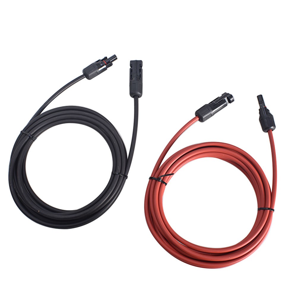 1 Pair 10 Feet Solar Panel Extension Cable Wire Connector 12AWG Black And Red
