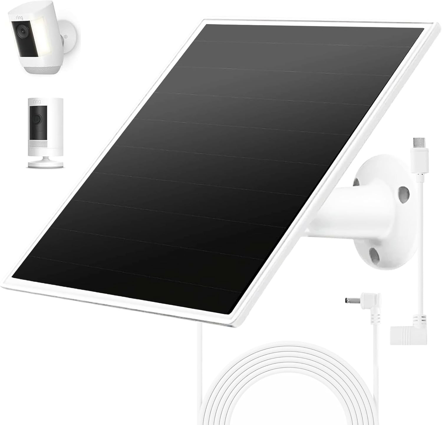 Solar Panel for Ring Cameras – Fast Installation with 360° Bracket Included