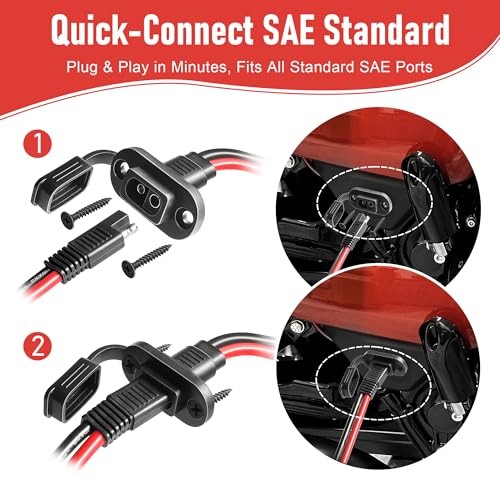 SAE to O Ring Connector 2FT 10AWG, SAE Battery SAE Adapter to O Ring – 2FT