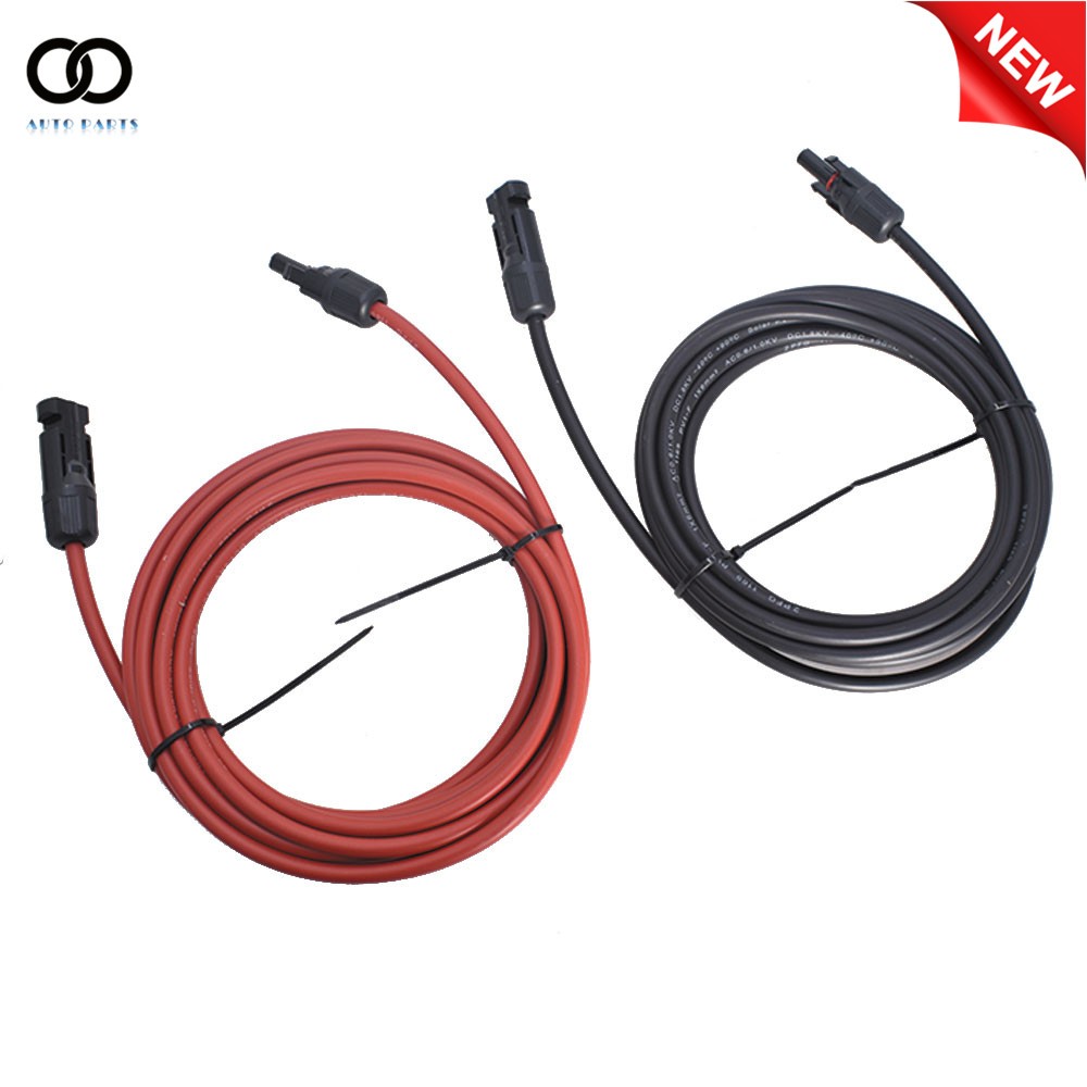 1 Pair 10 AWG 15 FT Black + Red Solar Panel Extension Cable Wire Connector