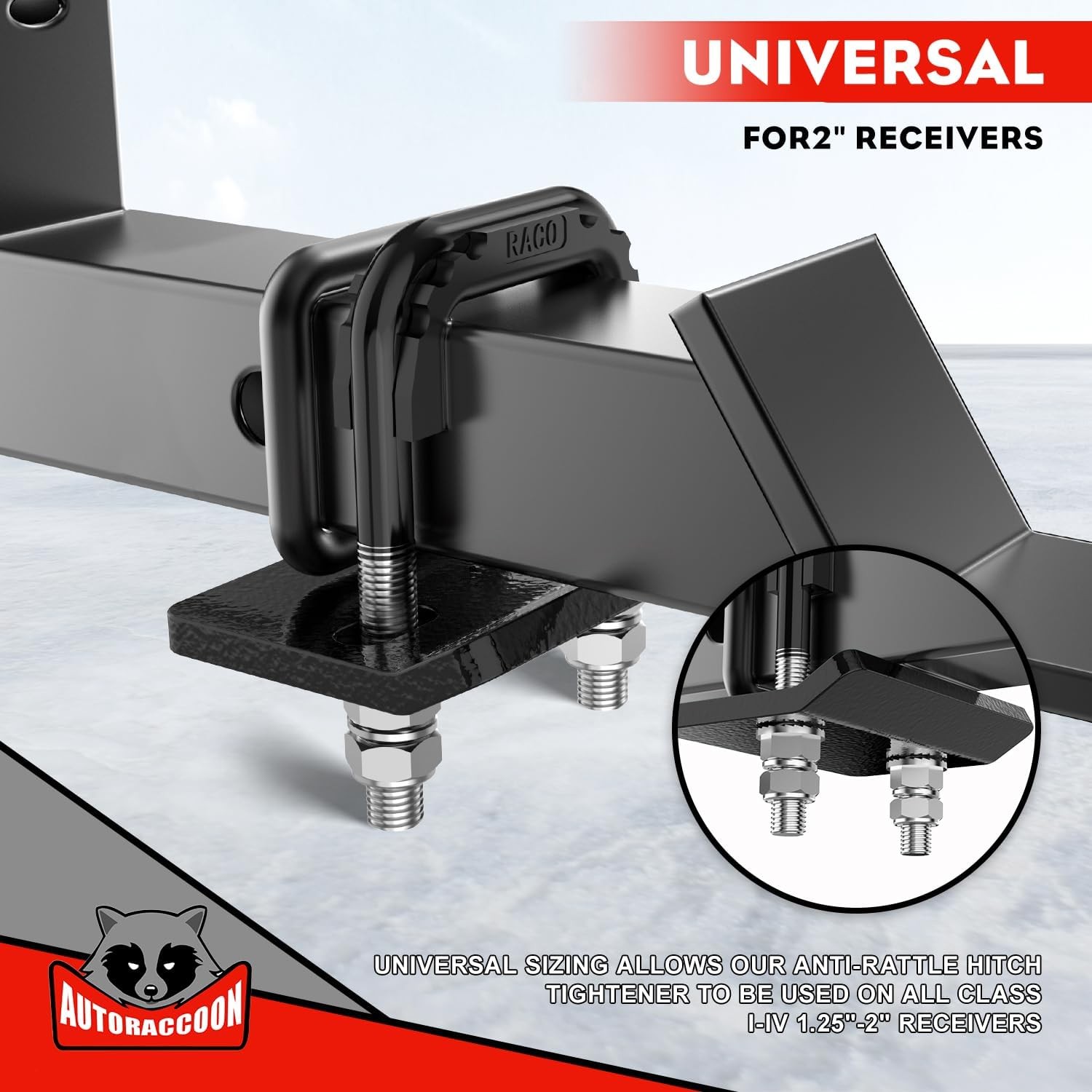 Hitch Tightener Anti-Rattle Clamp – Heavy Duty Stabilizer for Black