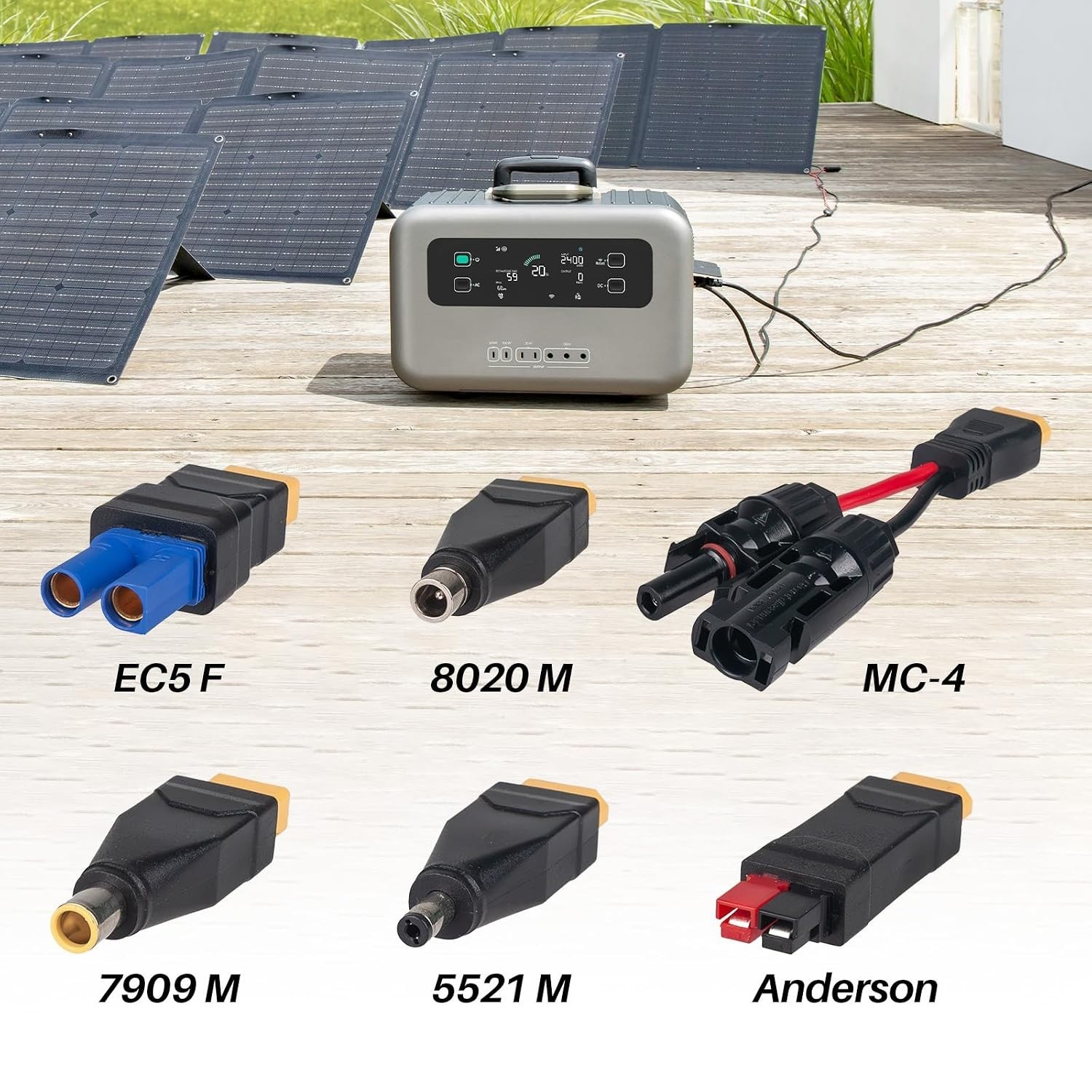 6-in-1 Solar Panel Connector Cable Kit, 14AWG Heavy-Duty Weatherproof Extensi…