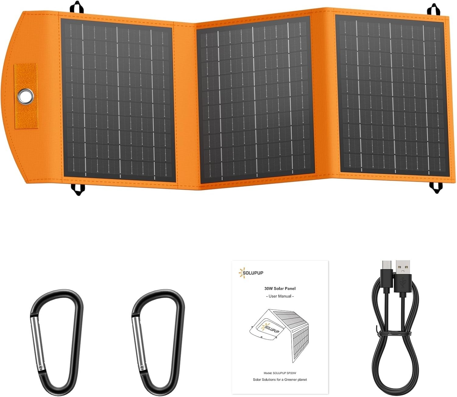 Solar Panels 30W Portable Foldable Solar Charger with 5V USB-A and USB-C Fast…