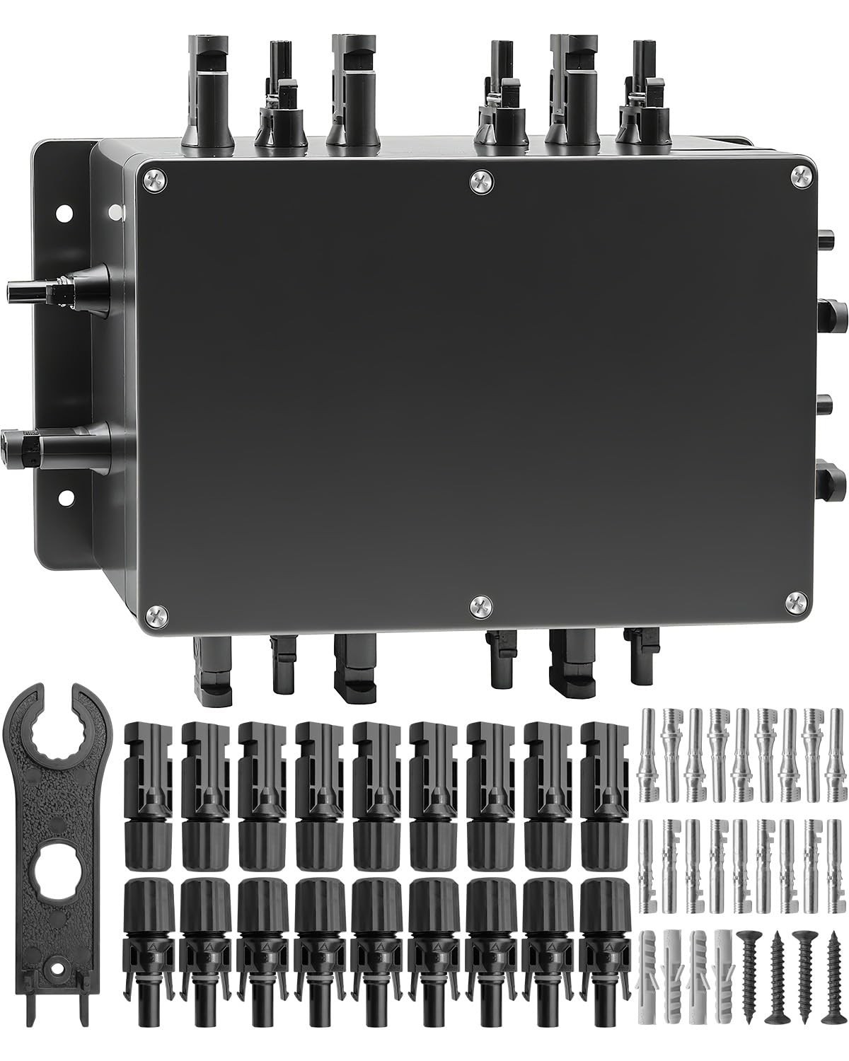 8 String Solar PV Combiner Box, IP68 Waterproof Circuit Breaker, 30A Fuse & Wren