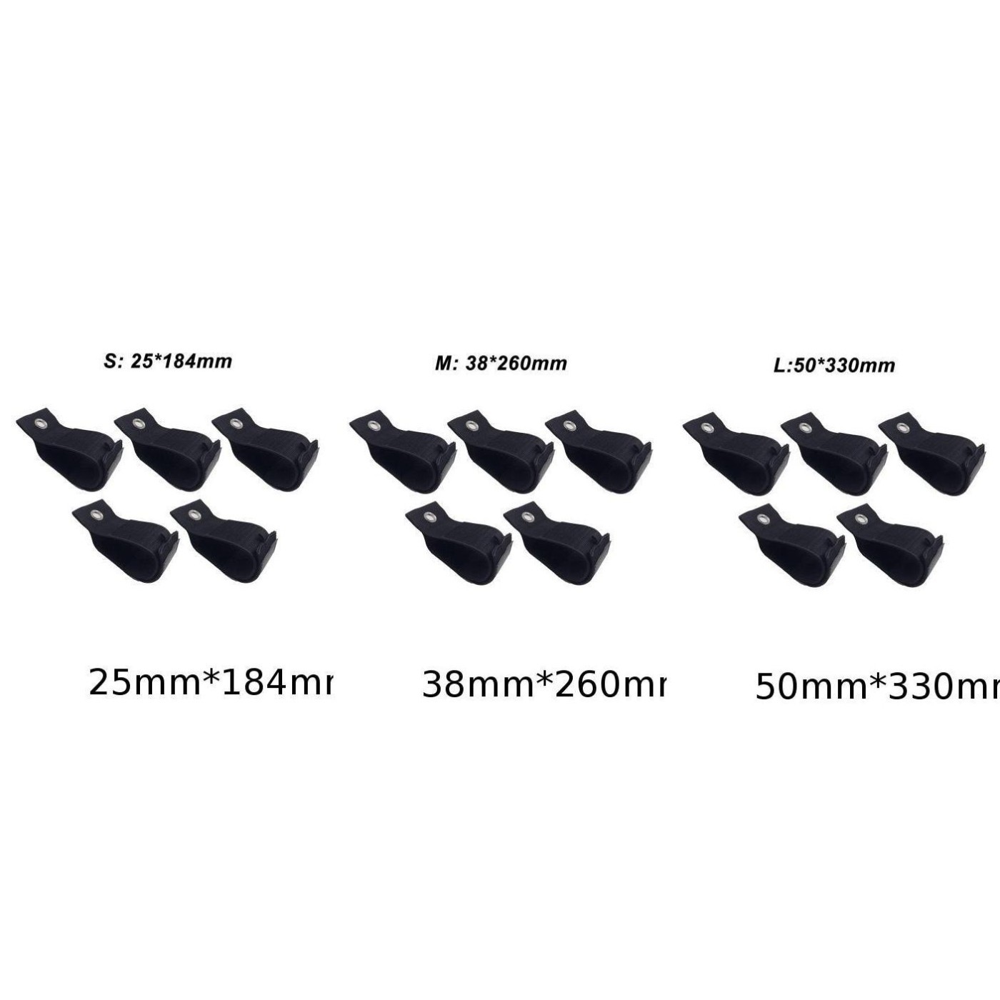 Set of 5 Black Storage Straps for Securing Cables in For Trucks Boats RVs