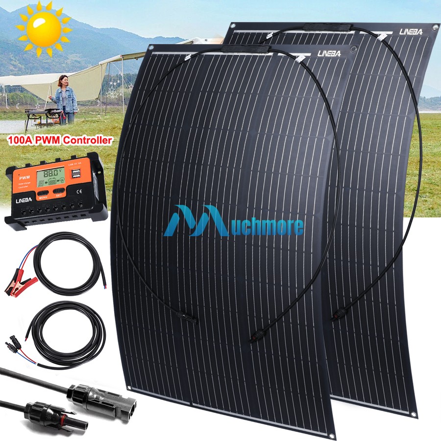 200W Watt 12V Monocrystalline Solar Panel & Controller RV Camping Home Off Grid
