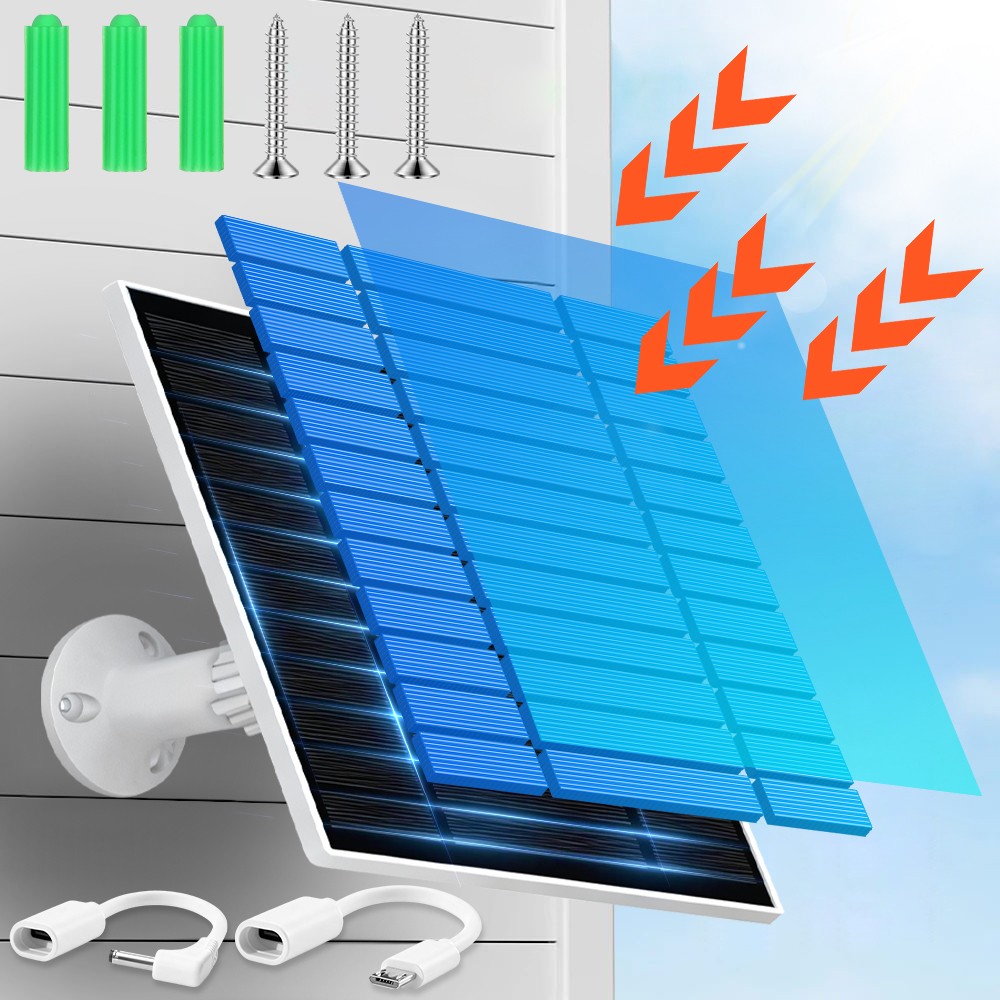 5W Solar Panels Outdoor Waterproof Solar Panel Charger for Ring Security Camera