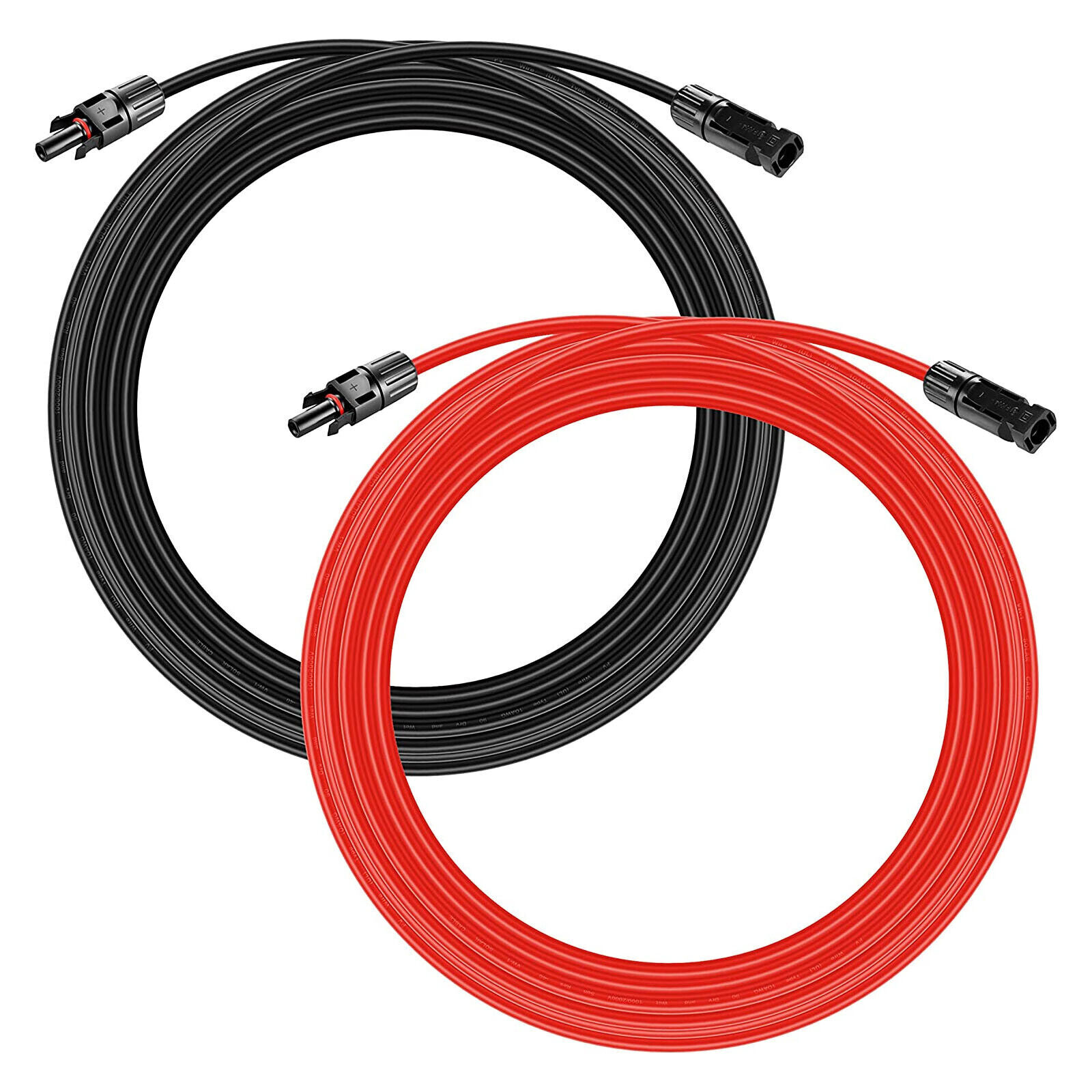 10AWG Solar Panel Male and Female Connectors Extension Cables-1 Pair (Red&Black)