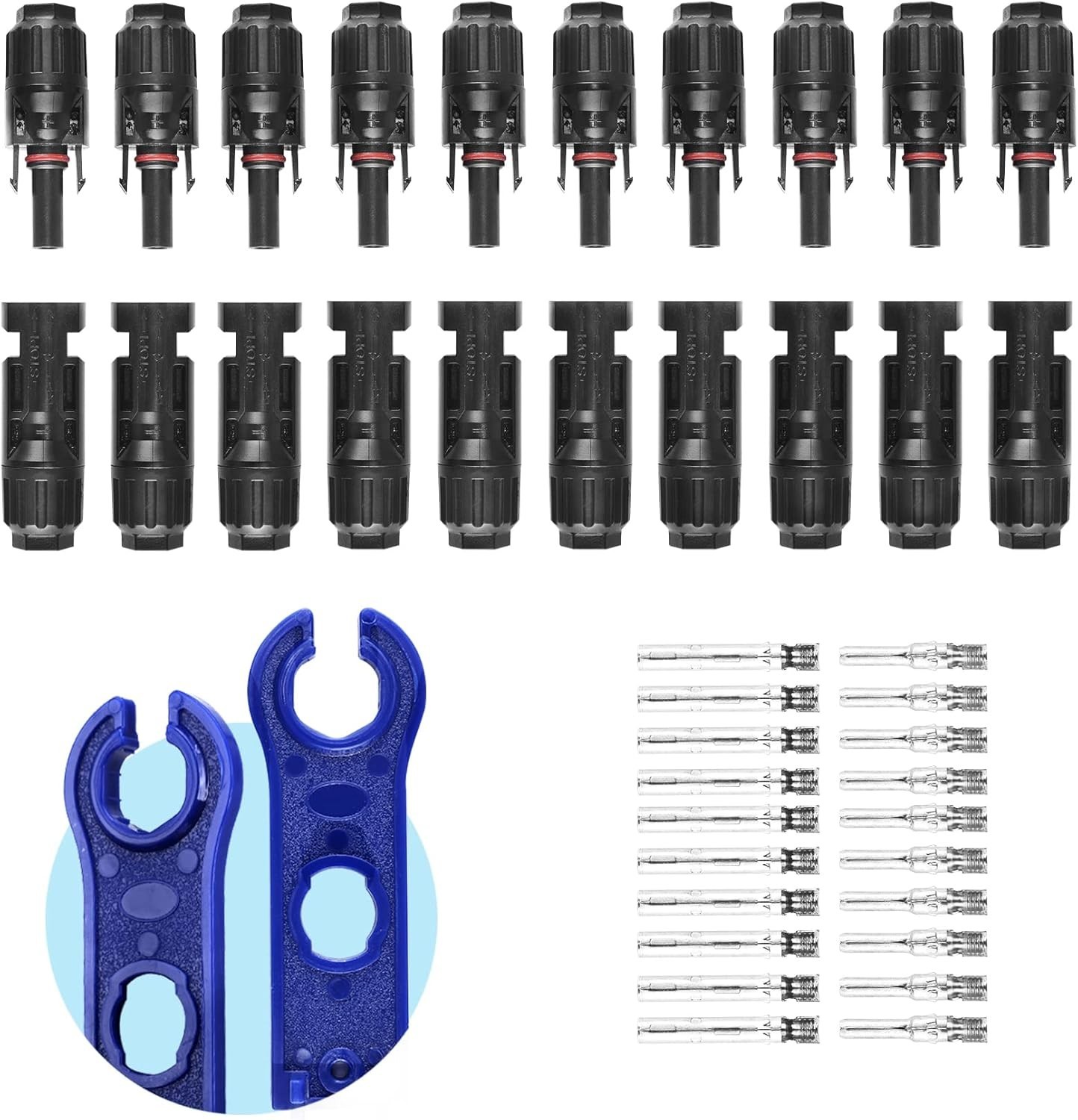 22 PCS Solar Panel Connector Kit Compatible PV Cables Waterproof
