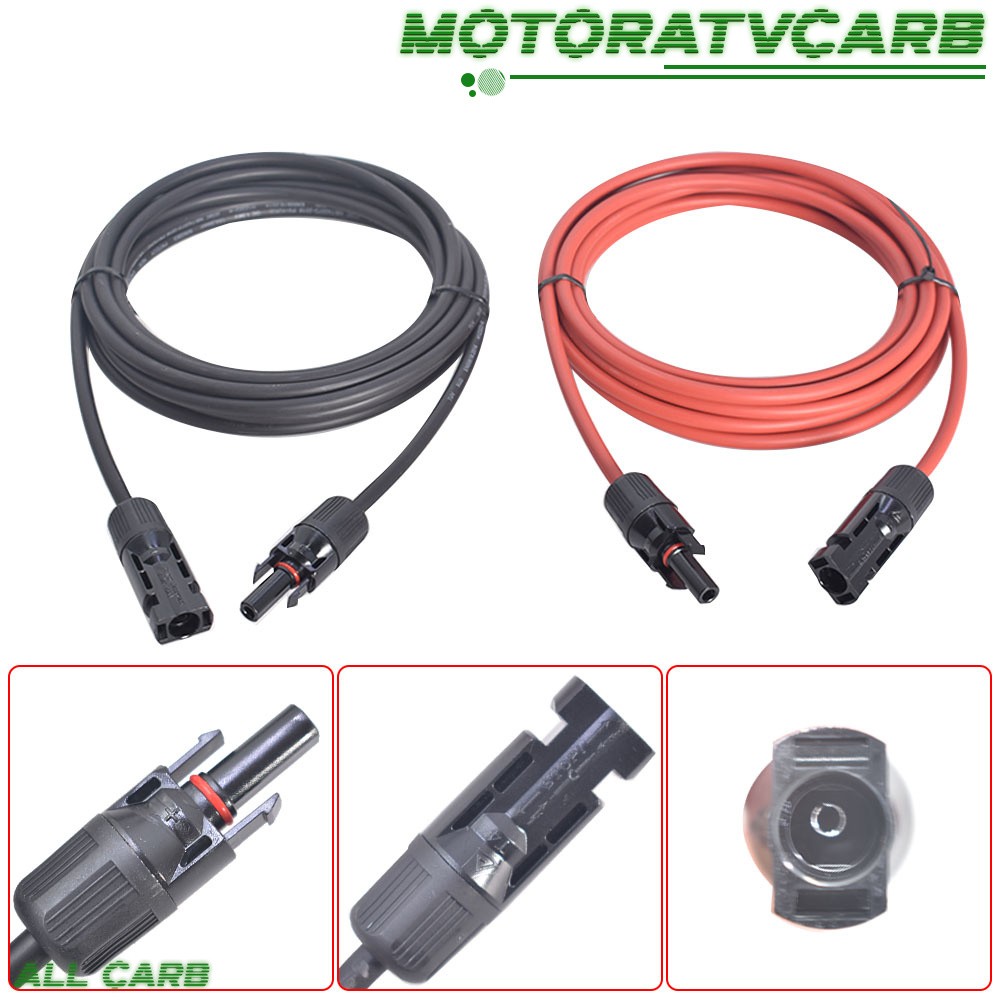 ALL-CARB 12 AWG 15 FT Black + Red Solar Panel Extension Cable Wire Connector
