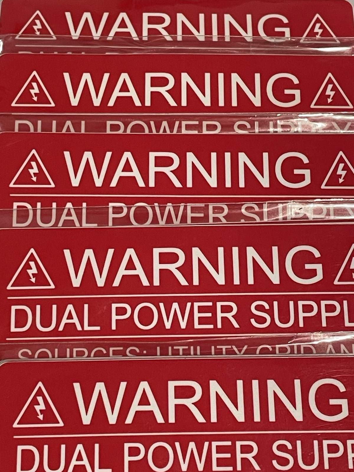 PV Solar Warning Labels #03-211 (5 Pack Lot) 50 Stickers Dual Power Supply