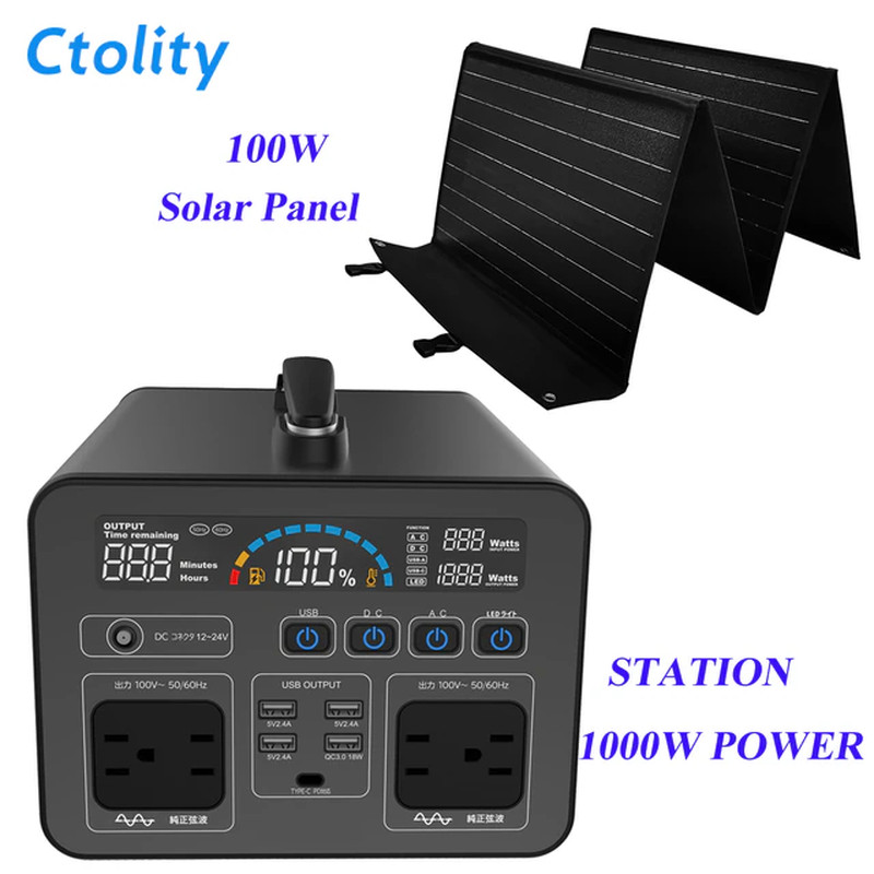 Estación de energía Panel Solar Monocristalino de 18V y 200W,Generador 110/220V
