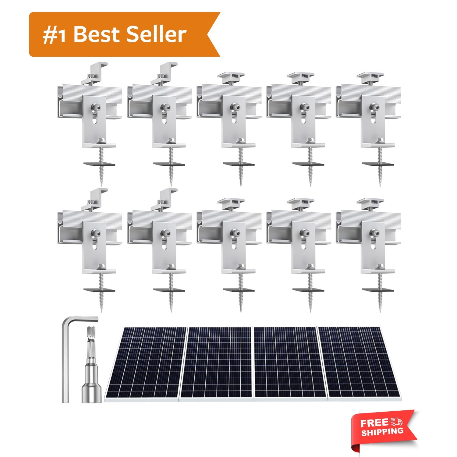 Solar Panel Mounting Brackets Kit 10Pcs Solar Roof Mount Kit for 1-4 Pieces, …