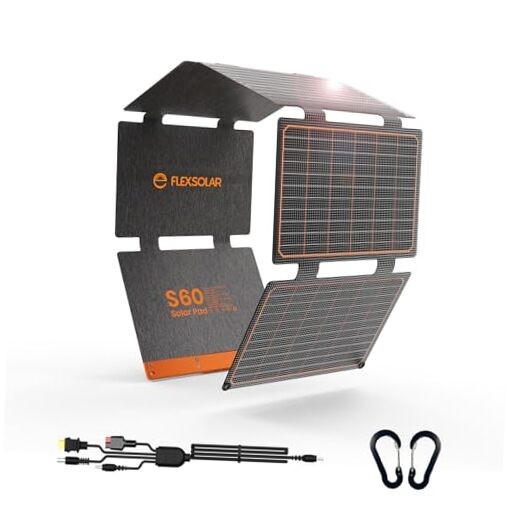 Foldable Solar Panel, Portable Solar Charger with USB-C/USB-A QC3.0/DC 20 60W