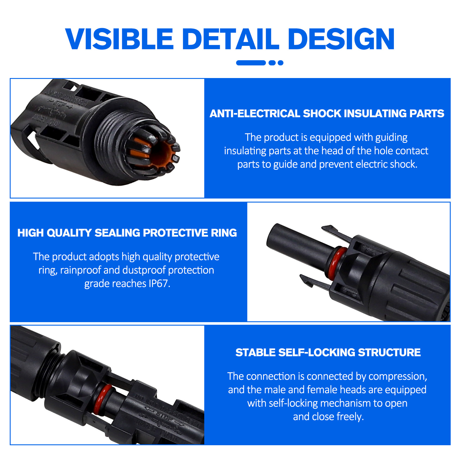20 Sets Male Female M/F Solar Cable Connectors Wire Solar Panel 30A Waterproof