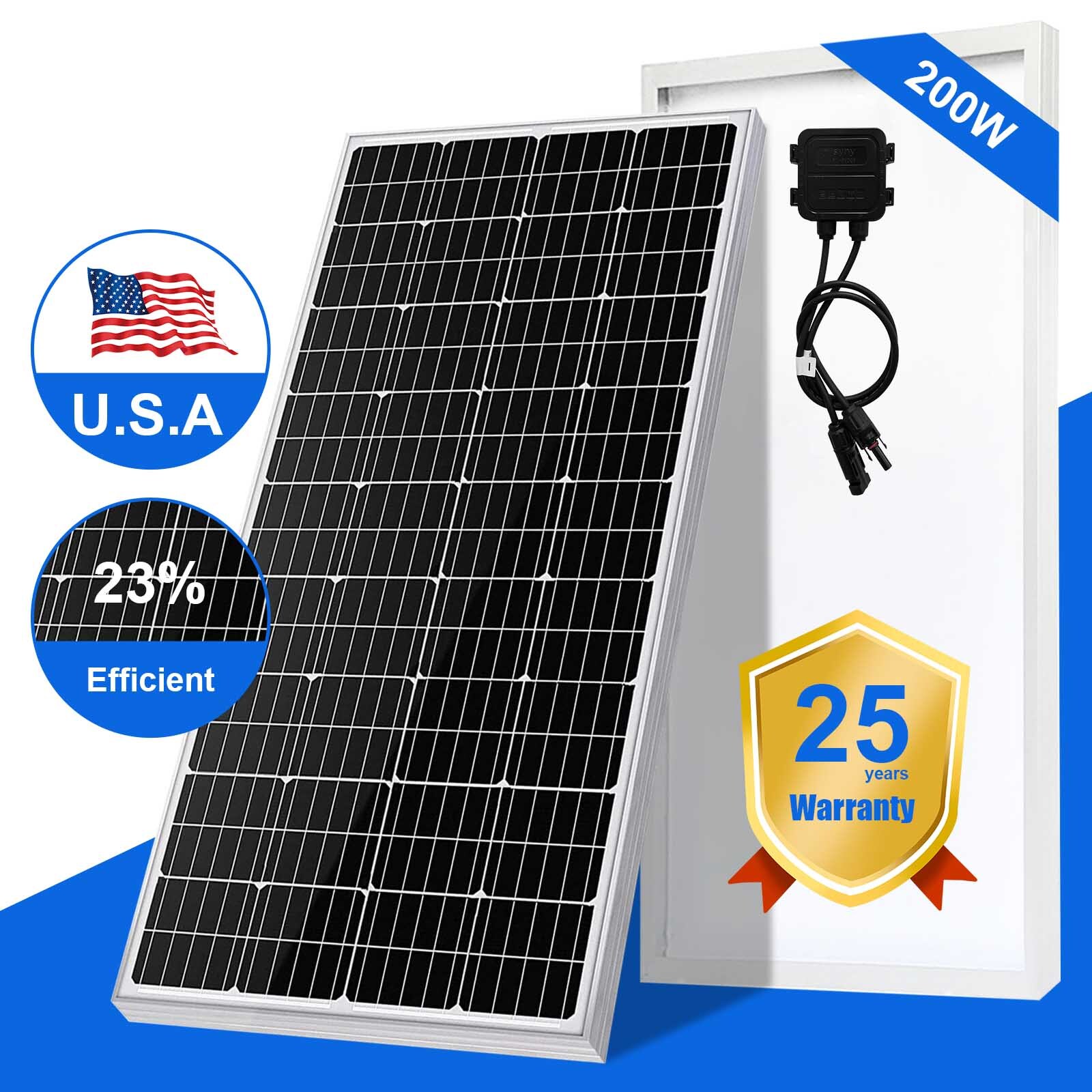 600W Solar Cell 3x200W Mono Solar Panel Kit High Efficiency Module for RV Home