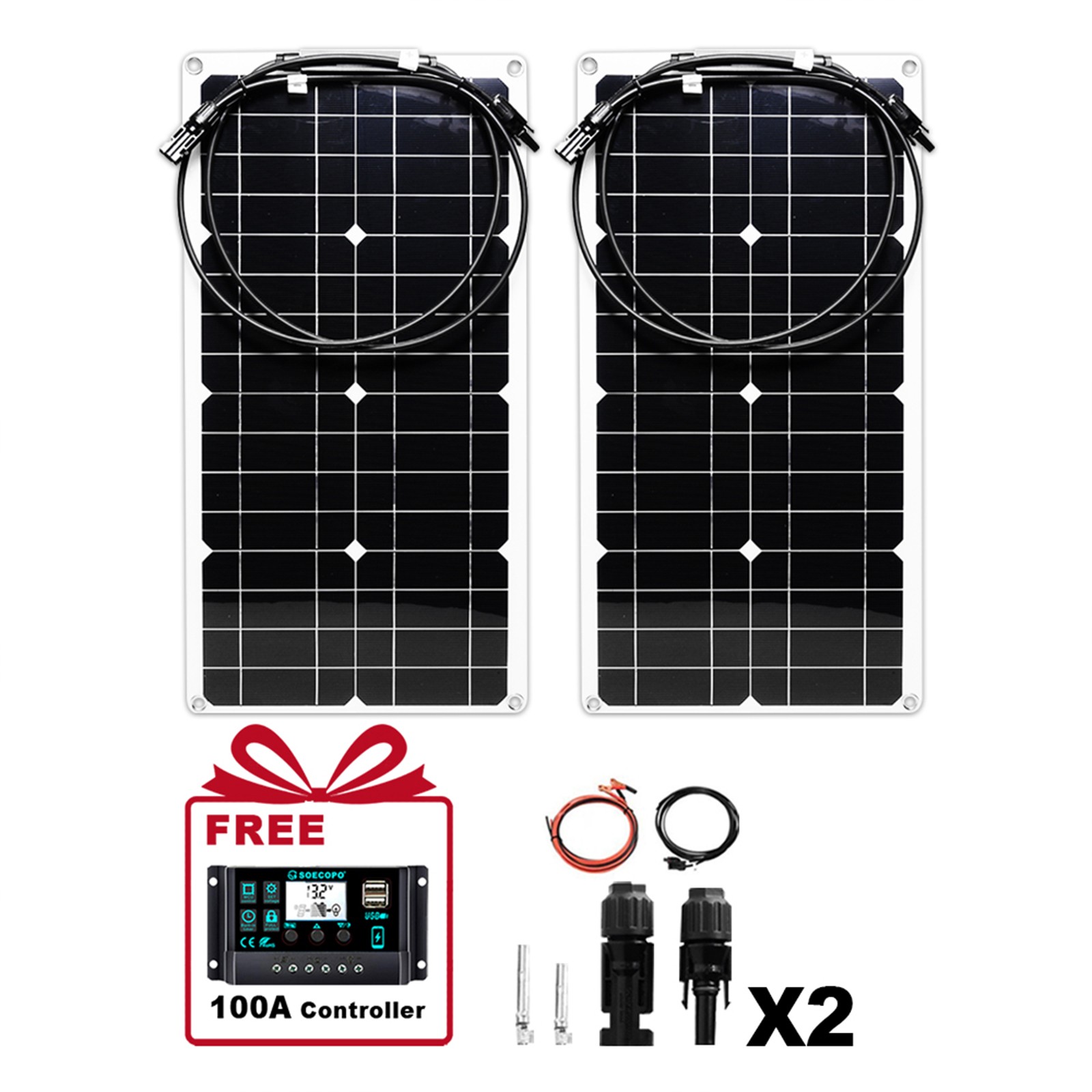 2000W Solar Charging Kit – 2x1000W High-Efficiency Panels + Y-Cable Home/Outdoor