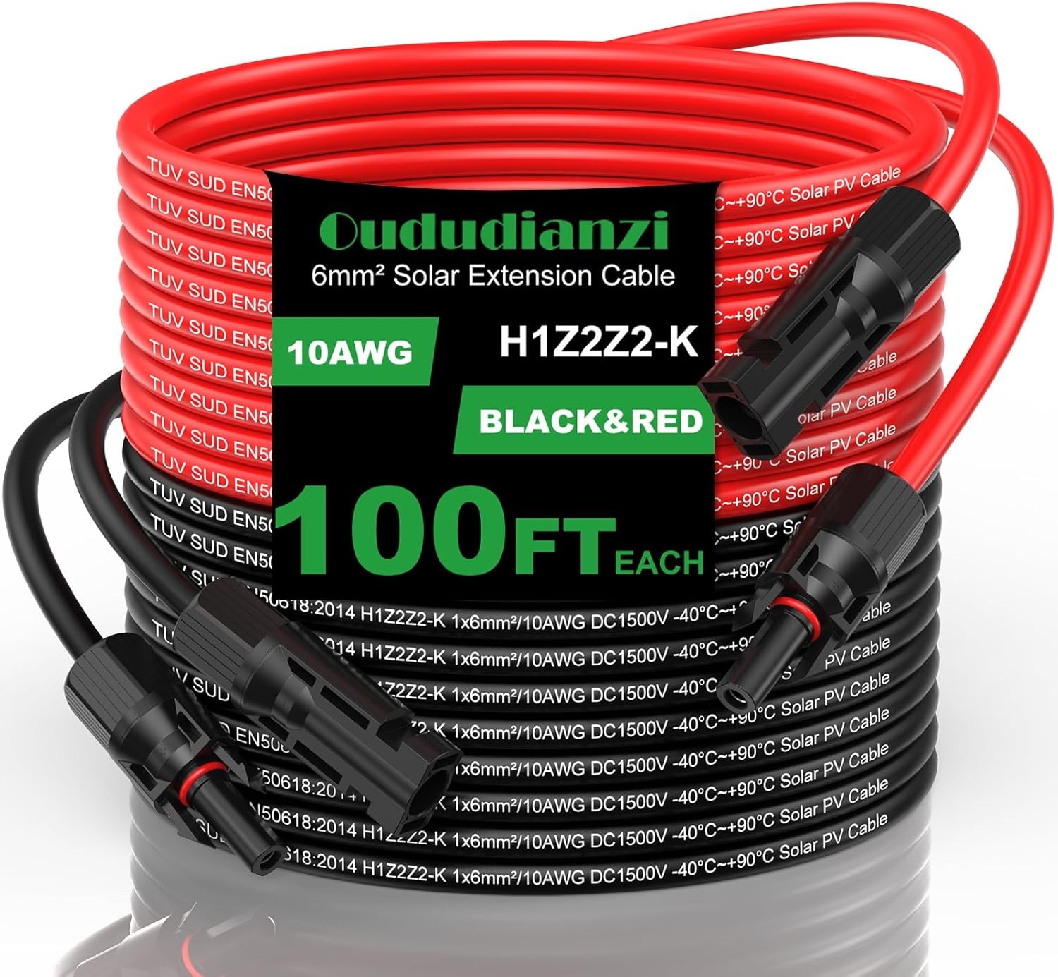 Solar PV Wire 10AWG 100ft Oududianzi Extension Cable