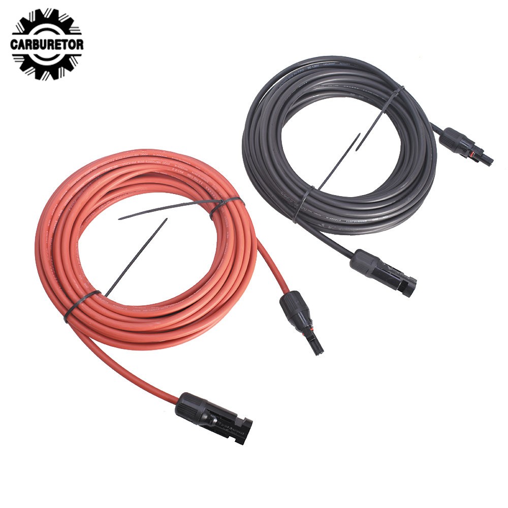 4mm²/12AWG 20FT Black+Red Solar Panel Extension Cable Wire Connector 1 Pair