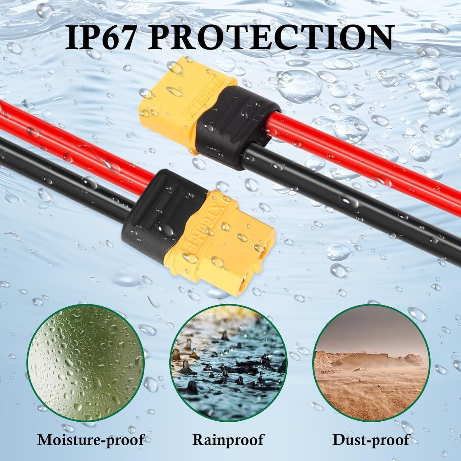 2FT 12AWG XT60 Male-Female Extension Cable – Durable, Waterproof and Efficient